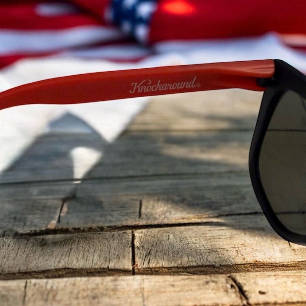 Unisex Knockaround Sunglasses Blue Polarized Lenses with American Flag Design - Picture 4 of 6